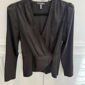 Aqua Elegant Black Wrap Blouse